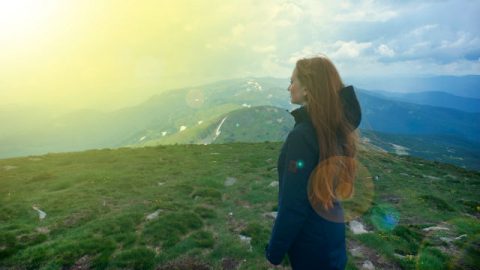 One person on the mountain