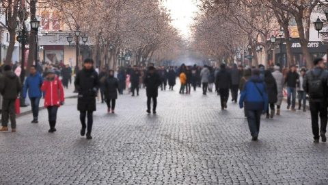 Pedestrians on the road