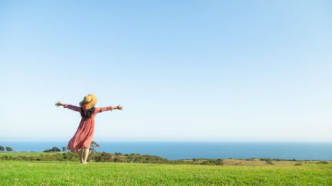 a girl with open arms